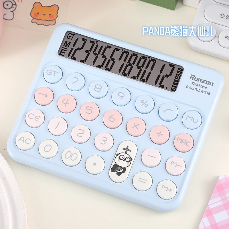 Cute Cartoon High-Value Calculator Student Finance Office Mute 12-Bit Big Button Computer - Image 1