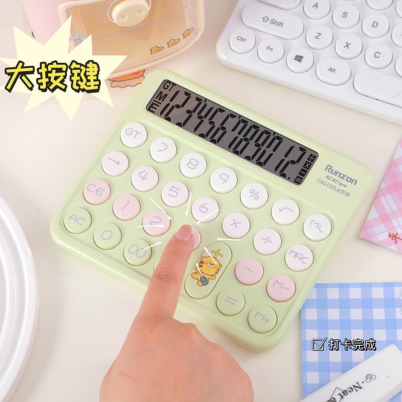 Cute Cartoon High-Value Calculator Student Finance Office Mute 12-Bit Big Button Computer - Image 4