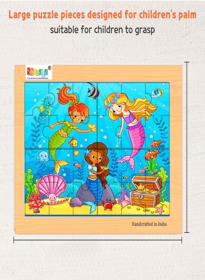 SHANAYA 36 Pieces Wooden Jigsaw Puzzle Kids Cartoon Animal Vehicle Puzzles Games Baby Early Learning Educational Toys for Children 2 Sided Puzzle (Mermaids + Submarine) - Image 4