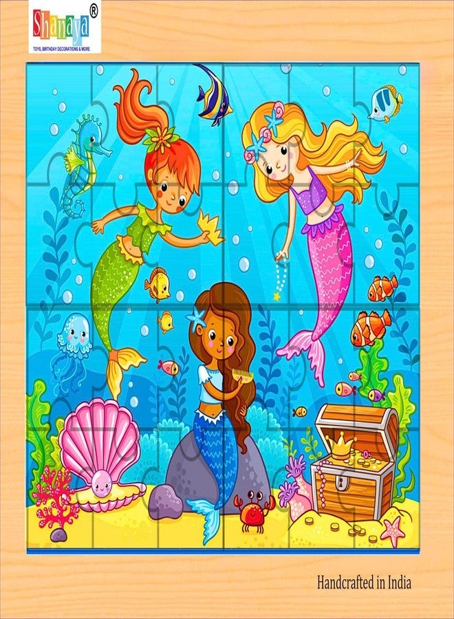SHANAYA 36 Pieces Wooden Jigsaw Puzzle Kids Cartoon Animal Vehicle Puzzles Games Baby Early Learning Educational Toys for Children 2 Sided Puzzle (Mermaids + Submarine) - Image 2