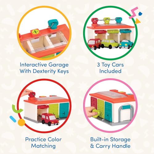 Battat – Car & Color Sorting Playset – Cause – And – Effect Toy – Push & Go Cars – Color – Coded Matching – 2+ Years – 3 – Car Garage, Red - Image 3