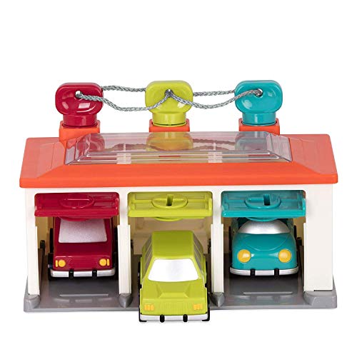 Battat – Car & Color Sorting Playset – Cause – And – Effect Toy – Push & Go Cars – Color – Coded Matching – 2+ Years – 3 – Car Garage, Red - Image 1