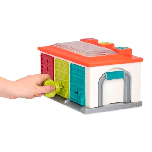 Battat – Car & Color Sorting Playset – Cause – And – Effect Toy – Push & Go Cars – Color – Coded Matching – 2+ Years – 3 – Car Garage, Red - Image 2