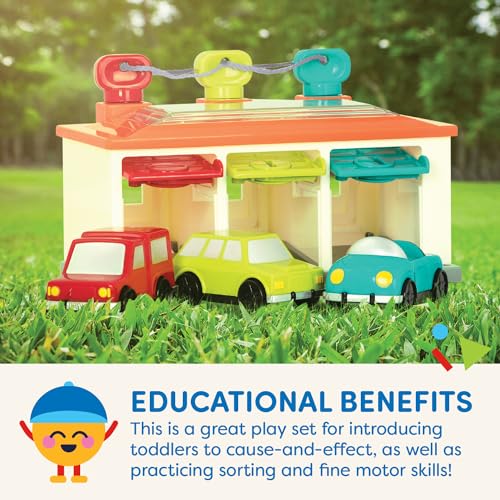 Battat – Car & Color Sorting Playset – Cause – And – Effect Toy – Push & Go Cars – Color – Coded Matching – 2+ Years – 3 – Car Garage, Red - Image 4
