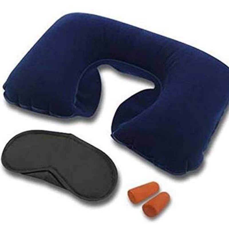 Clomana CLOMANA® Velvet Multicolour Tourister Travel Pillow for Tourist Person with Eye Mask and Ear Bud - Image 1
