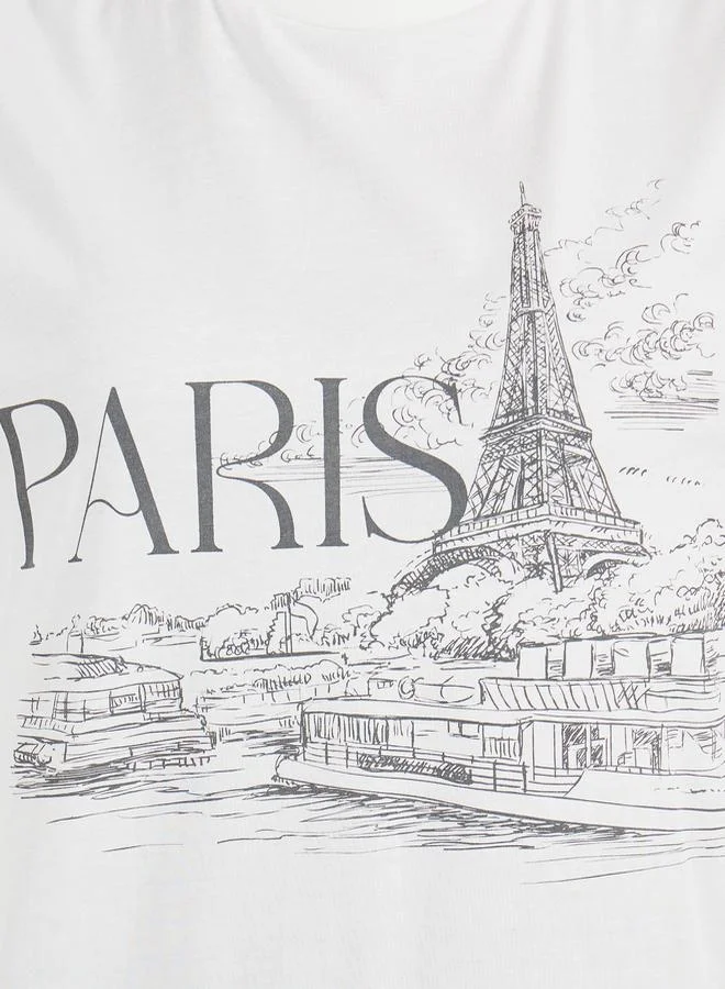 Styli Oversized Paris Graphic Print Round Neck T-Shirt