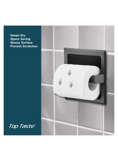 KASTWAVE Matte Black Recessed Toilet Paper Holder, Stainless Steel Wall Mount Tissue Paper Holder, Bathroom Toilet Paper Roll Holder Includes Rear Mounting Brack  - Image 2