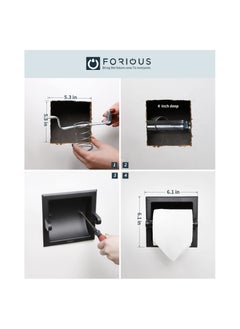 KASTWAVE Matte Black Recessed Toilet Paper Holder, Stainless Steel Wall Mount Tissue Paper Holder, Bathroom Toilet Paper Roll Holder Includes Rear Mounting Brack  - Image 5