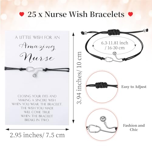 Loetere 25 Set Nurses Week Gifts Bulk Stethoscope Keychain Bracelets Nurse Appreciation Gifts Inspirational Card Ballpoint Pen Nurse Graduation Gift for Women Certified Nurses - Image 2