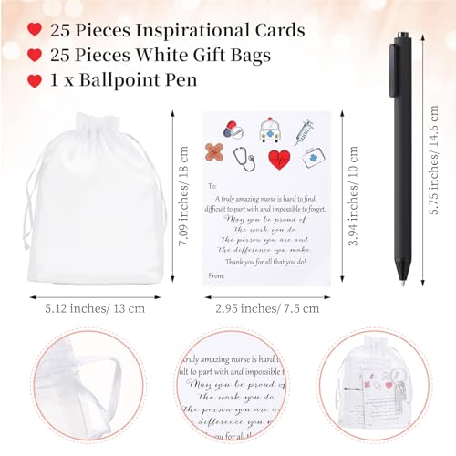 Loetere 25 Set Nurses Week Gifts Bulk Stethoscope Keychain Bracelets Nurse Appreciation Gifts Inspirational Card Ballpoint Pen Nurse Graduation Gift for Women Certified Nurses - Image 4