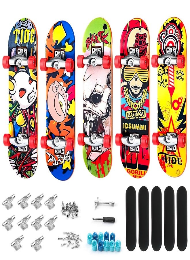 TecoKart® 5 PCS Fingerboard Set, Mini Skateboard with Screwdriver, Self-Assembly Deck Finger Board Toy, Mini Toys for Skate Lovers, Kid - Image 1