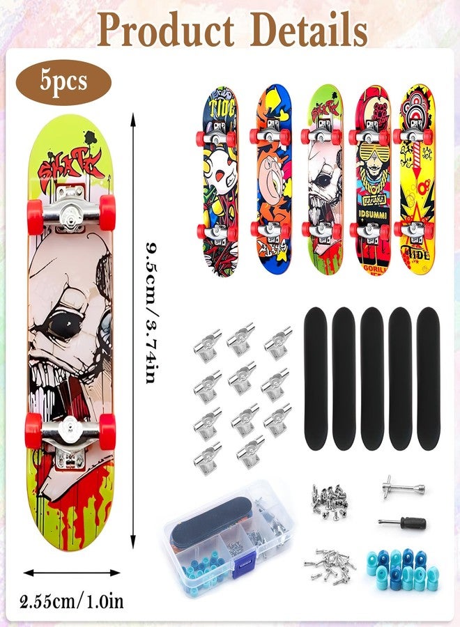 TecoKart® 5 PCS Fingerboard Set, Mini Skateboard with Screwdriver, Self-Assembly Deck Finger Board Toy, Mini Toys for Skate Lovers, Kid - Image 2
