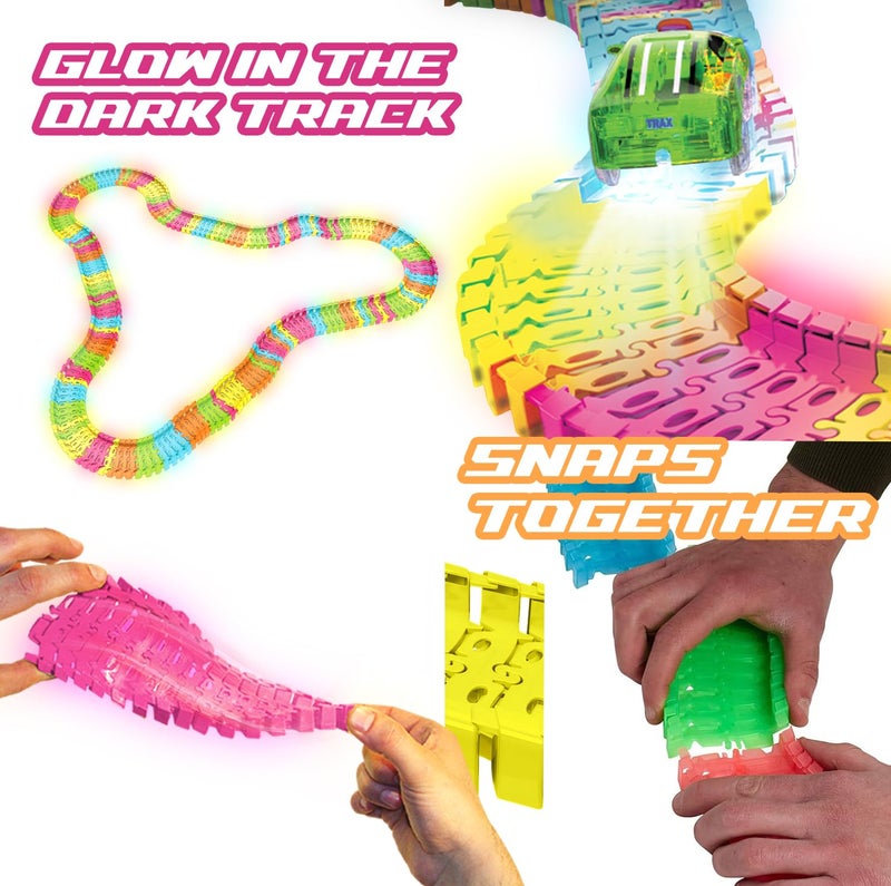 Mindscope Twister Tracks Neon Glow in The Dark 221 Piece (11 feet) of Flexible Assembly Track Race Series - Image 3