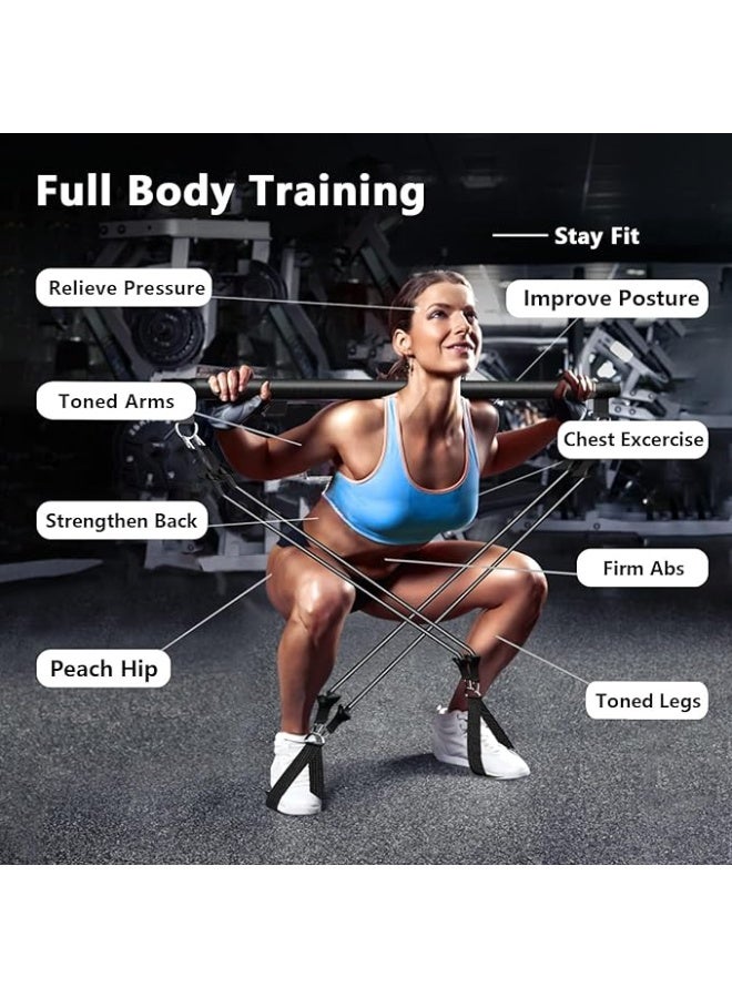 DUNISO Pilates Bar Kit with 4 Resistance Bands,Super Portable Yoga Exercise Pilate Stick Set,Pilates Bar with Stackable Bands,Home Workout Equipment for Legs,Hip,Waist and Arm,for Women & Men - Image 3