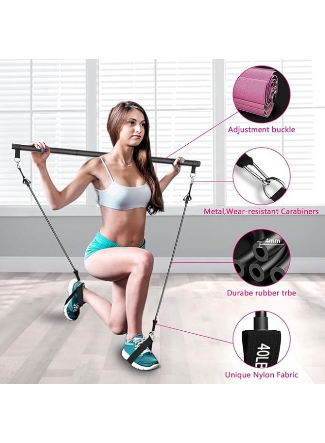 DUNISO Pilates Bar Kit with 4 Resistance Bands,Super Portable Yoga Exercise Pilate Stick Set,Pilates Bar with Stackable Bands,Home Workout Equipment for Legs,Hip,Waist and Arm,for Women & Men - Image 2