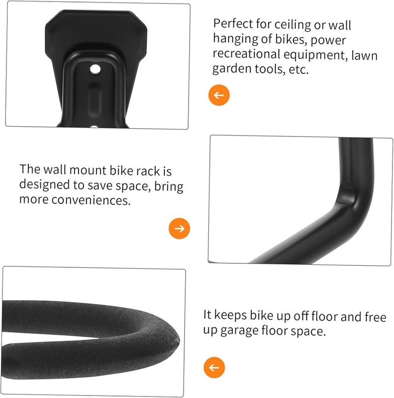 قطعتان من خطاف حائط معدني ثقيل لدراجة، رف لتخزين المرآب، للاستخدام الداخلي والخارجي - Image 5