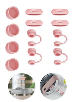 fantasize 12 PCS Silicone Spill Proof Stopper Set for Cup 2.0 40oz or 30oz, Reusable Straw Cover Including 4 Square Spill Stopper, 4 Round Leak Stopper and 4 Straw Cover Cap 