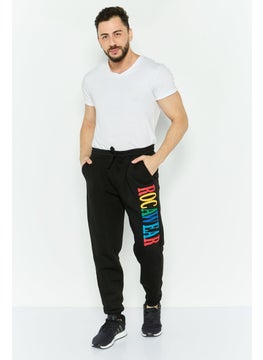 Rocawear Men Drawstring Brand Logo Sweatpants, Black  - Image 2