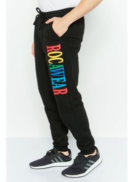 Rocawear Men Drawstring Brand Logo Sweatpants, Black  - Image 3