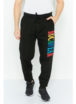 Rocawear Men Drawstring Brand Logo Sweatpants, Black  - Image 1