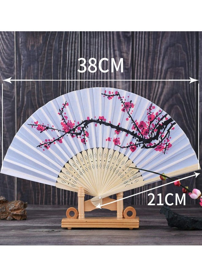 Chinshwehaw Delicate Cherry Blossom Design Folding Fan Favors Silk Folding Hand Fan Wedding Favors Gifts Favors Gifts Fan Girls Ladies Church Wedding Gift Party Favors DIY Decoration Music Festival Party Parade  - Image 4