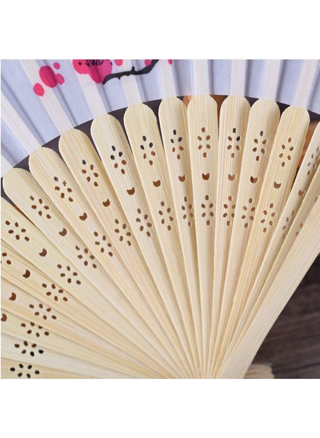 Chinshwehaw Delicate Cherry Blossom Design Folding Fan Favors Silk Folding Hand Fan Wedding Favors Gifts Favors Gifts Fan Girls Ladies Church Wedding Gift Party Favors DIY Decoration Music Festival Party Parade  - Image 3