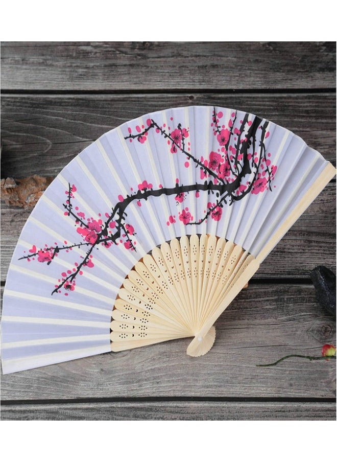 Chinshwehaw Delicate Cherry Blossom Design Folding Fan Favors Silk Folding Hand Fan Wedding Favors Gifts Favors Gifts Fan Girls Ladies Church Wedding Gift Party Favors DIY Decoration Music Festival Party Parade  - Image 2