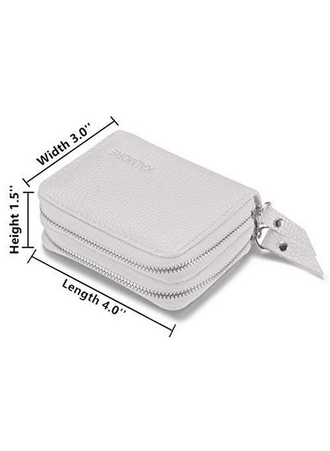 KALMORE Women'S Leather Rfid Secured Spacious Cute Card Wallet Small Purse White Two Zippers - Image 3