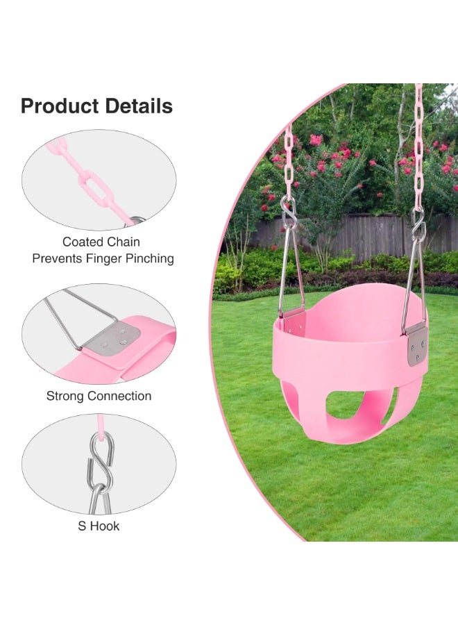 فنز  أرجوحة جدارية حديدية مع دلو وسلاسل للأنشطة الخارجية، لون وردي - Image 2