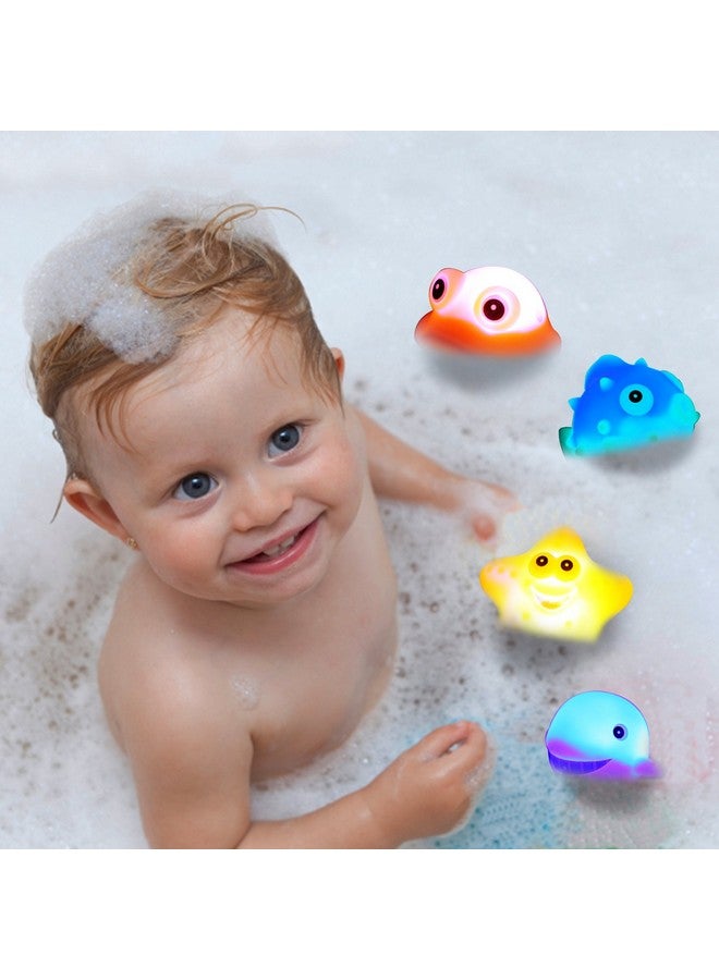 JASNKKONT Bath Toys, 8 Pcs Light Up Floating Rubber Animal Toys Set, Flashing Color Changing Light in Water, Baby Infants Kids Toddler Child Preschool Bathtub Bathroom Shower Games Swimming Pool Party - Image 2
