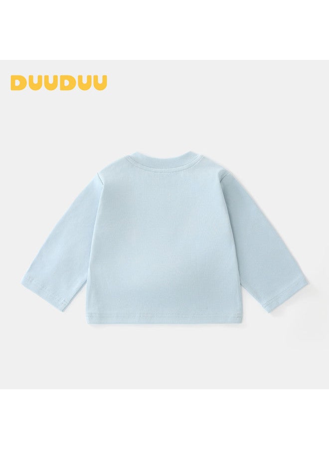 Duuduu تي شيرت طويل الأكمام للأطفال من دودو - ملابس خريفية للأولاد والبنات - قمة كرتونية زرقاء 100 - Image 2