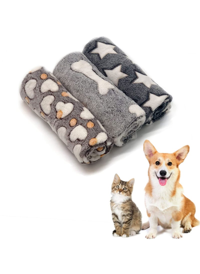 CMGTYYD CMGTYYD Pet Blankets Set, Soft Dog Cat Fleece Blankets, Super Soft Warm Sleep Mat Fluffy Premium Fleece Pet Blanket, Pack of 3, 76cm x 52cm(31"x20")  - Image 1