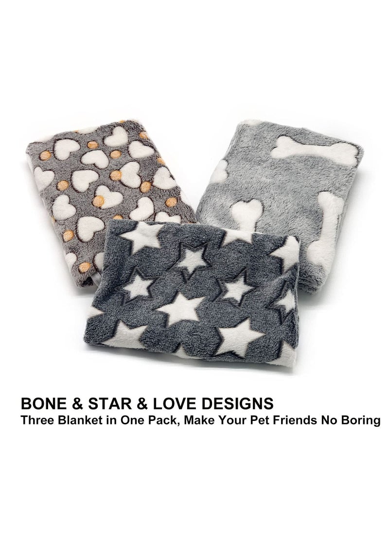CMGTYYD CMGTYYD Pet Blankets Set, Soft Dog Cat Fleece Blankets, Super Soft Warm Sleep Mat Fluffy Premium Fleece Pet Blanket, Pack of 3, 76cm x 52cm(31"x20")  - Image 4