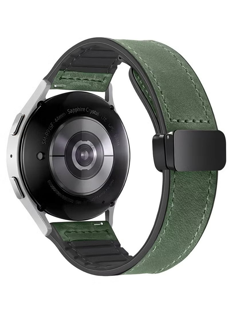 X-level 22mm Leather Watch Strap with Magnetic Buckle Design, Compatible with Huawei GT3/4 46mm, GT3 Pro, Huawei Watch 3, GT2e, GT2 Pro, GT2 42/46mm, Samsung Galaxy Watch 3 45mm/Gear S3(Green) ﻿ - Image 2