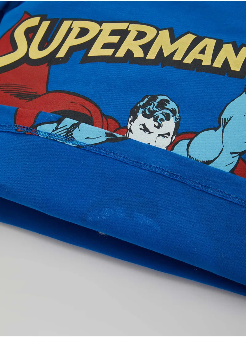 DeFacto Superman Short Sleeve Cotton Pajama Set With Shorts