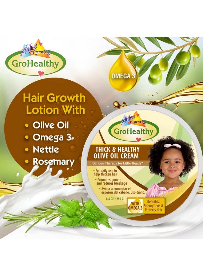 Sofn'free N'Pretty Grohealthy Olive Oil Cream For Hair Growth Reduces Breakage Rebuilds Strengthens & Protect Hairs For Healthy Shiny Longer And Thicker 8.8 Oz (Pack Of 1) - Image 3