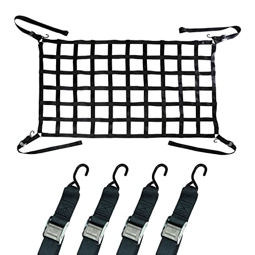 US Cargo Control Heavy Duty Truck Bed Cargo Net 68 Foot x 42 Foot 82 Inch x 50 Inch SHook Cam Buckle Fittings