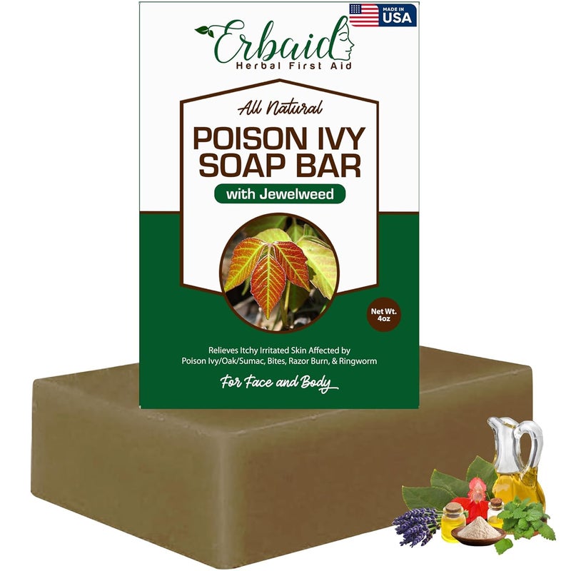 Poison Ivy Soap Bar - All Natural Poison Ivy Treatment - Anti-Itch Skin Cleanser Bar for Poison Ivy, Poison Oak & Sumac - Removes Oils, Soothes & Relieves Rashes - 4 oz Bar Made in USA