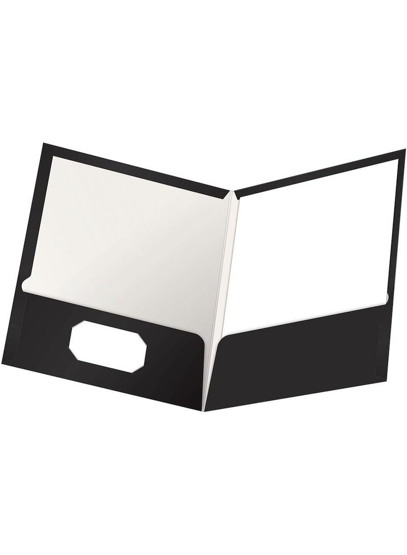 Oxford Oxford Laminated Twin-Pocket Folders, Letter Size, Black, Holds 100 Sheets, Box of 25 (51706EE) - Image 4