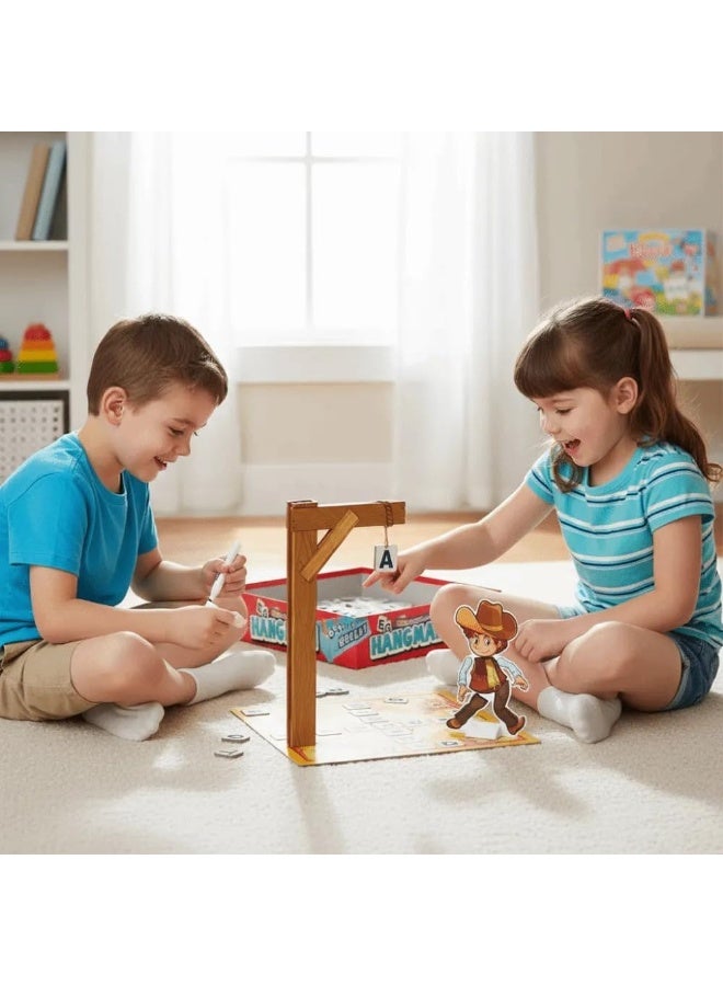 لعبة المشنقة التعليمية للأطفال - خمن الكلمة وأنقذ راعي البقر قبل سقوطه! لعبة عائلية ممتعة مع مجسم راعي بقر بلاستيكي وحروف مغناطيسية ولوحة... - Image 3