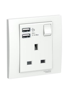 Schneider Schneider Electric Vivace 1 Gang Switched Sockets with 2 USB Chargers 8.7 x 8.7 x 4.19cm 