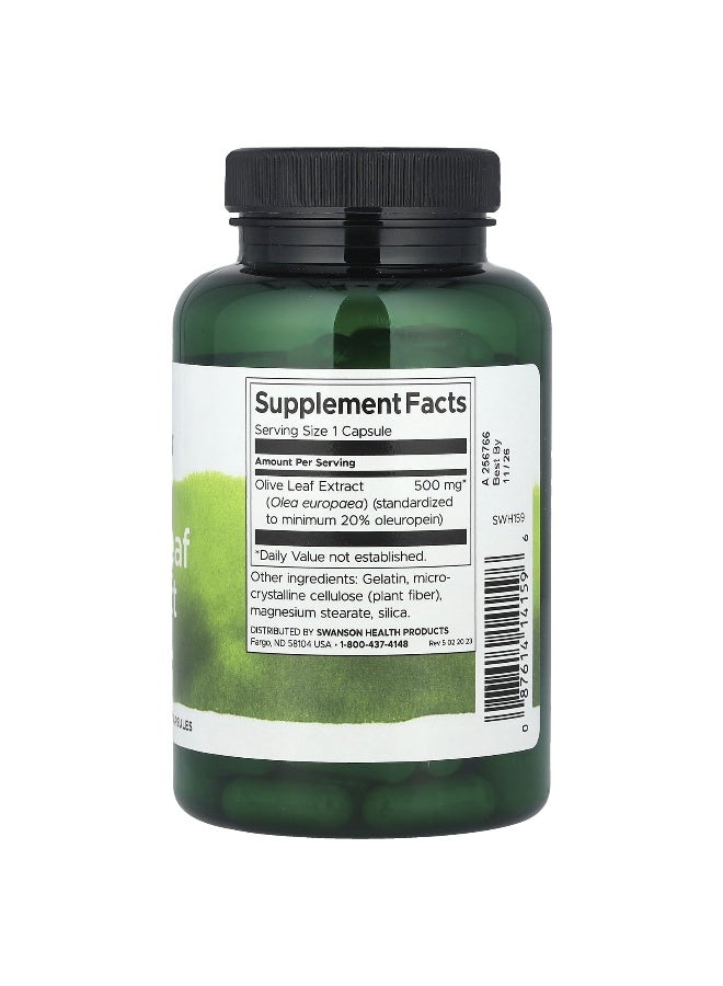 SWANSON سوانسون، مستخلص ورق الزيتون، 500 ملغ، 120 كبسولة - Image 2