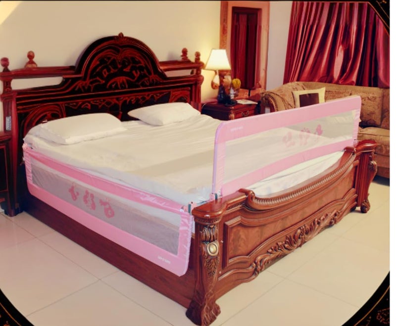 SAFE-O-KID® Defendify Fully Foldable Bed Rail Guard with 1 Year Warranty, EN 71 Certified - Pink (6FT/183CM), Pack of 1 - Image 1