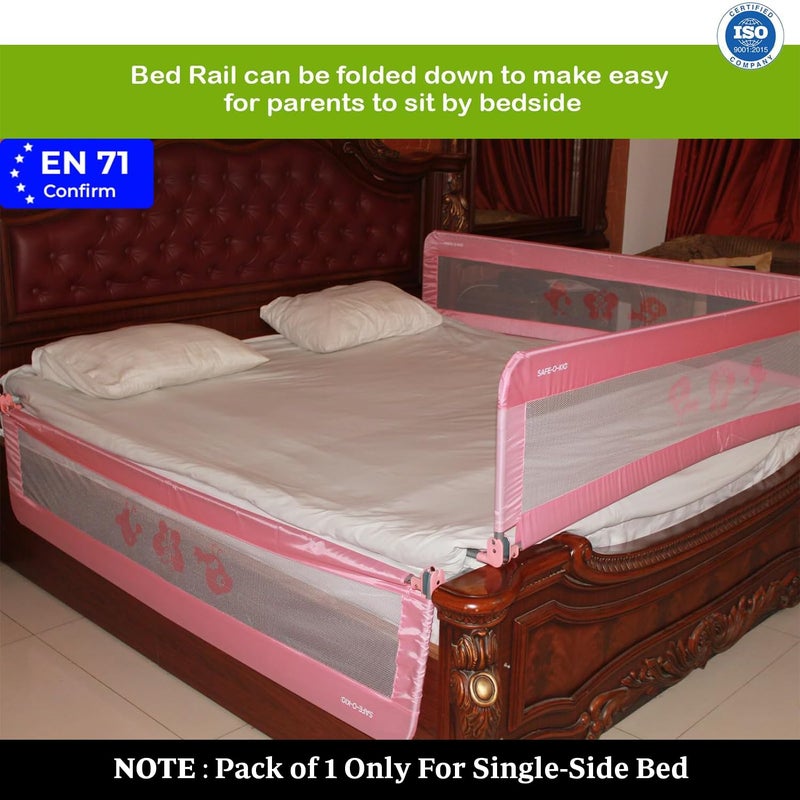 SAFE-O-KID® Defendify Fully Foldable Bed Rail Guard with 1 Year Warranty, EN 71 Certified - Pink (6FT/183CM), Pack of 1 - Image 2