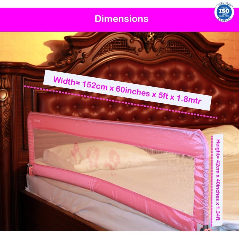 SAFE-O-KID® Defendify Fully Foldable Bed Rail Guard with 1 Year Warranty, EN 71 Certified - Pink (6FT/183CM), Pack of 1 - Image 4