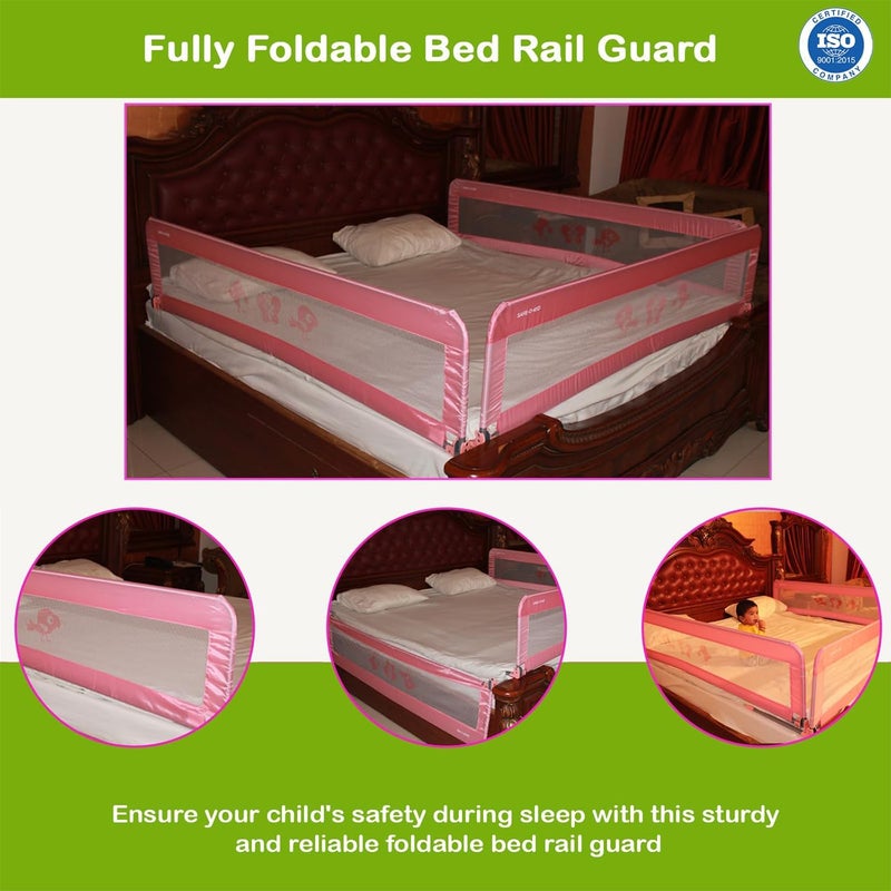SAFE-O-KID® Defendify Fully Foldable Bed Rail Guard with 1 Year Warranty, EN 71 Certified - Pink (6FT/183CM), Pack of 1 - Image 3