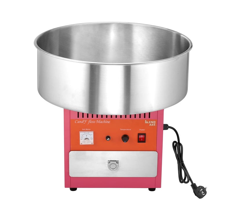 BLEND ART آلة صنع حلوى القطن التجارية Blend Art 1000W مع وعاء من الفولاذ المقاوم للصدأ أفضل آلة حلوى قطنية للحفلات المنزلية للأطفال والمهرجانات وأعياد الميلاد وعربة الحلوى للبوب كورن وكعك الحلوى - Image 1