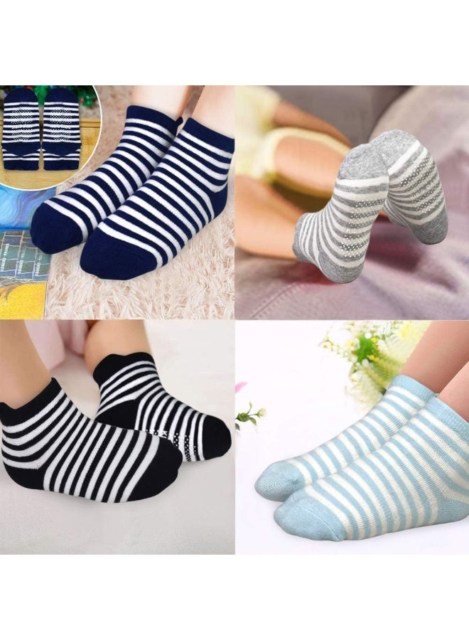 Tphon 12 Pairs Toddler Non Skid Socks with Grips Anti Slip Bottom, Cotton Non Slip Ankle Crew Socks for Boys, Girls, Kids(1-3Years) - Image 5