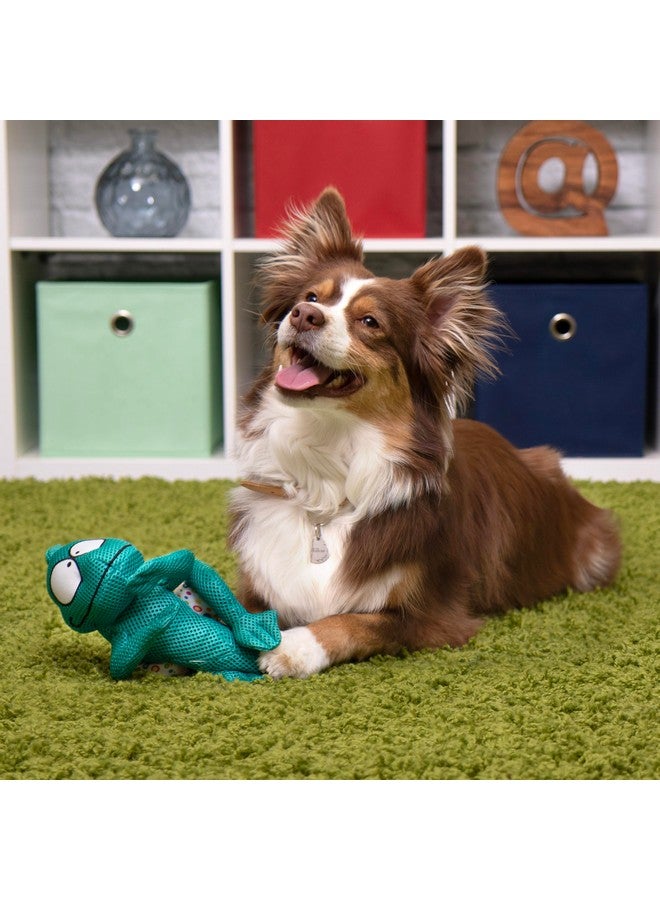 جو دوج لعبة الكلب goDog Double Chew Guard Mesh Amphibianz Chameleon Squeaky - لون أزرق مخضر، حجم كبير - Image 5