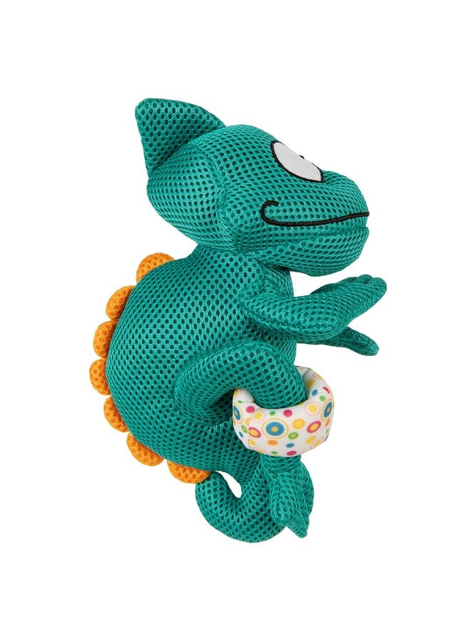 جو دوج لعبة الكلب goDog Double Chew Guard Mesh Amphibianz Chameleon Squeaky - لون أزرق مخضر، حجم كبير - Image 4